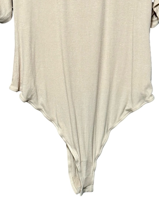 Free People So Fresh Shirred Puff Sleeve Ribbed Bodysuit in Dust Storm Large - Picture 5 of 13